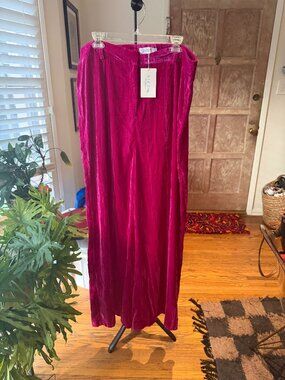 NWT In The Style Plus Hot Pink Velvet Wide Leg Pants US 16 UK 20 Holiday